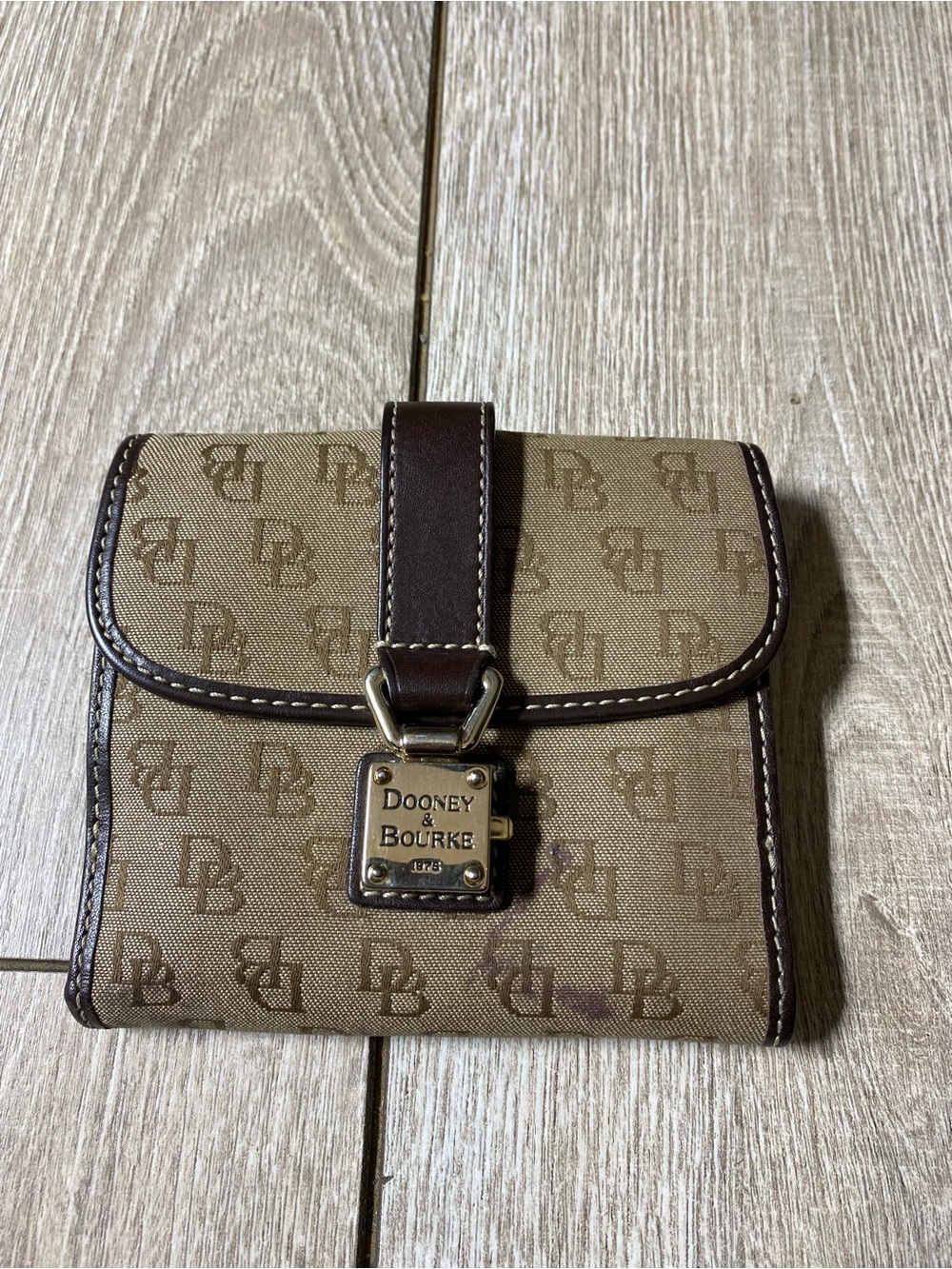 Vintage Dooney and Bourke 1975 Signature Canvas Leather Trim Bifold Wallet